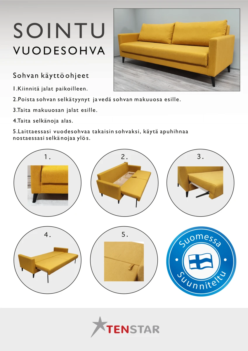 Vuodesohva Sointu, Eri Värejä 12 Vuodesohva Sointu, Eri Värejä - Image 10